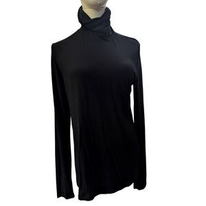 Saks Fifth Avenue Majestic Filatures Black Soft Touch Turtleneck XL Viscose